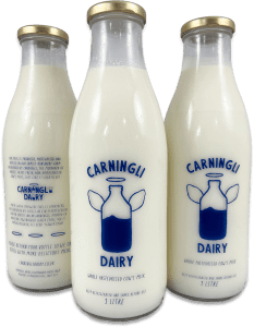 Glass milk bottles from Carningli Dairy